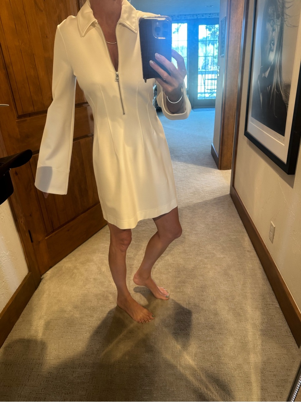 Veronica Beard size 6 Women's Cream Zip-Front Collared Shift Dress